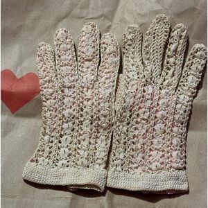 1950s Vintage Gloves Hega Made in France Crochet Lace Church Formal Easter Party